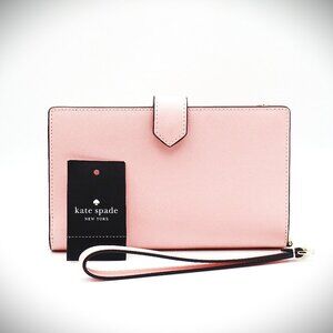 KATE SPADE Staci Chalk Pink Color Genuine Leather Phone Wristlet